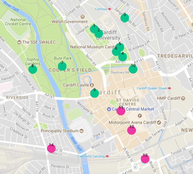 Map of Cardiff Wales