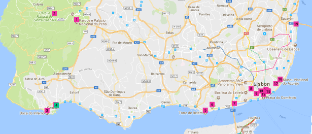 Map of Best Instagram Spots in Lisbon