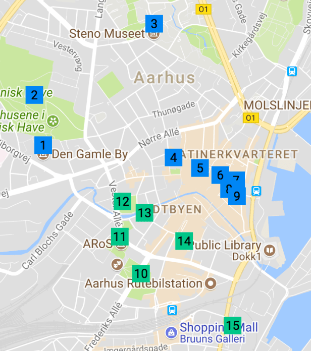 Map of Things to do in Aarhus